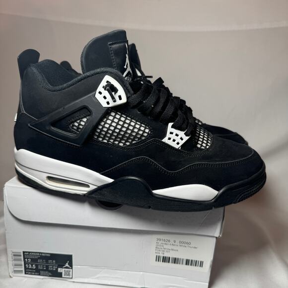 Size 12 - Nike Air Jordan 4 Retro White Thunder Men's Shoes - Picture 1 of 12